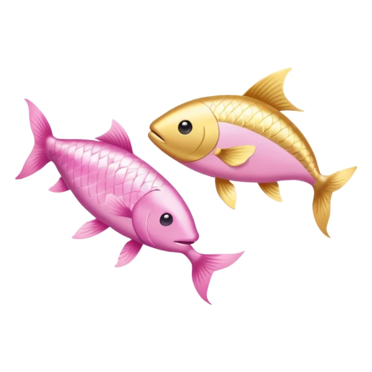 Two long fish one light pink one gold swimming oposite directions around each other Pisces sticker