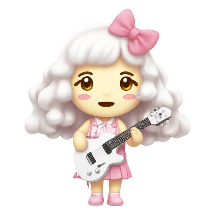 pink white light melody sanrio cute fan sticker