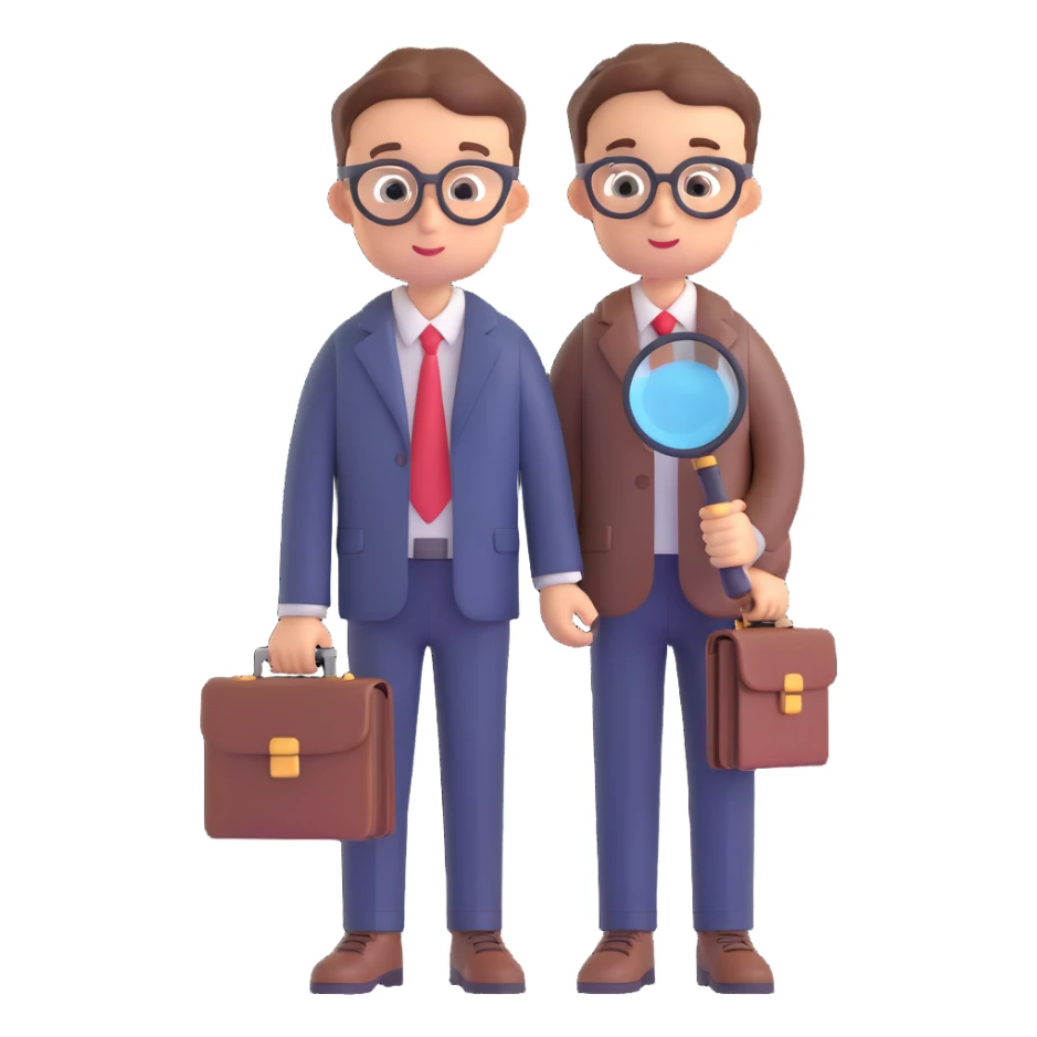 schoolboy with a briefcase and a magnifying glass sticker