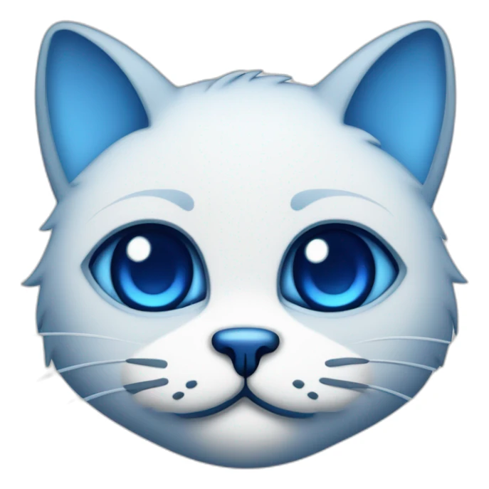 Blue simplistic sketch of a cute cat face sticker