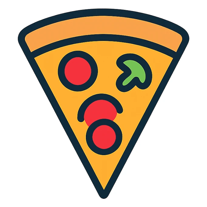 slice of pizza, color outlined icon style sticker