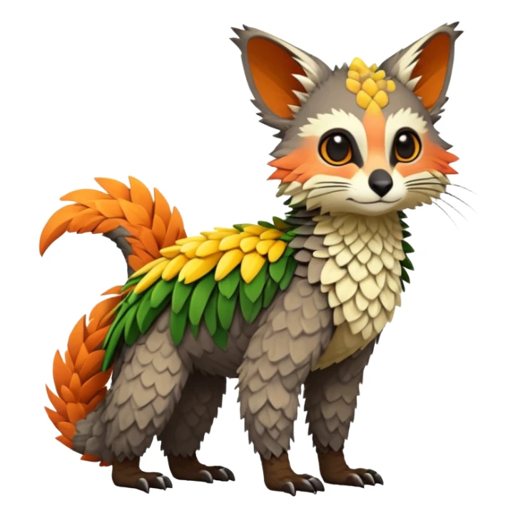 Tropical lush warm-colored Fakémon-Trico-creature (full body) sticker