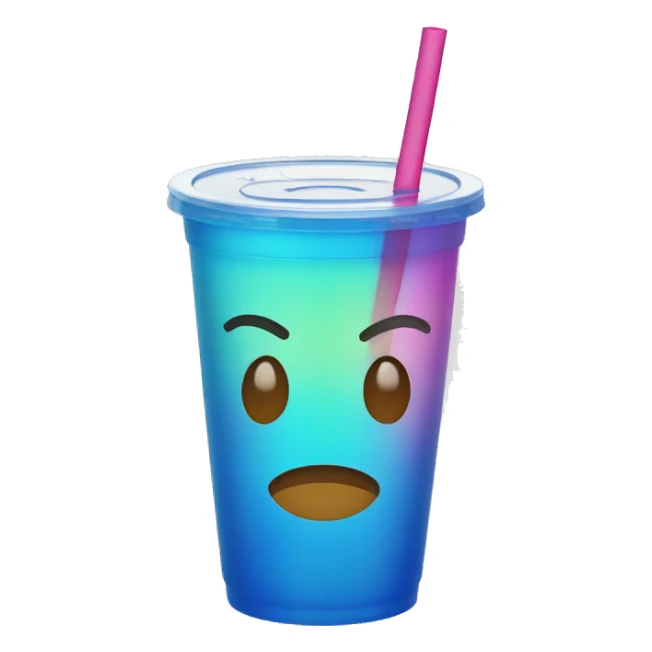 Clear cup with colorful drink with lid and straw sticker