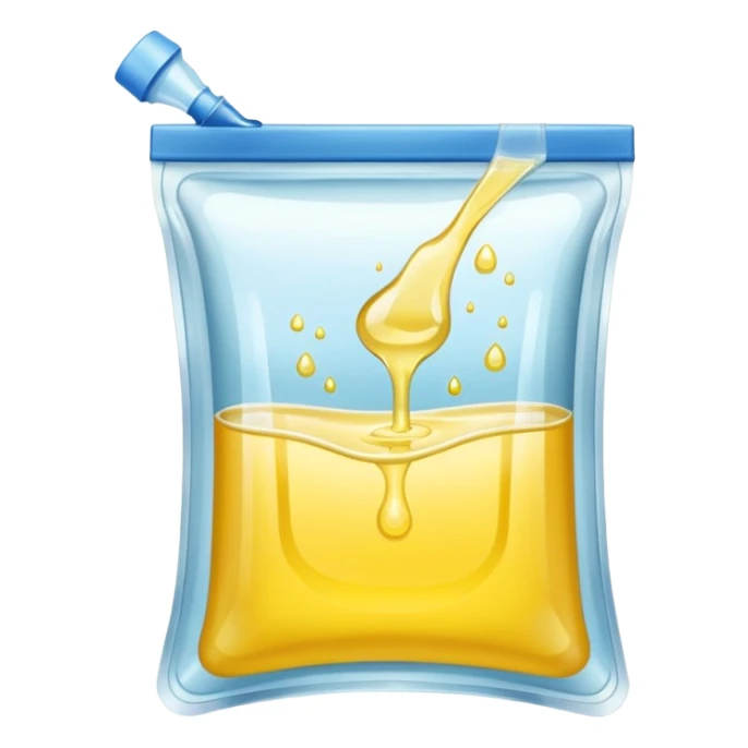 drainage bag with very light yellow luquid sticker