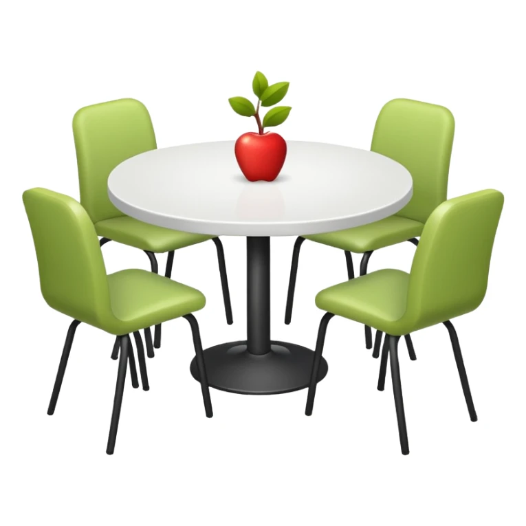 a table with four chairs, minimal look, apple iOS emoji style sticker