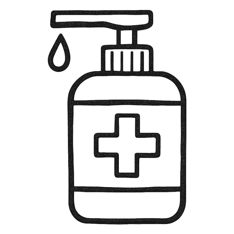 antiseptic bottle with dispenser, minimalist style sticker