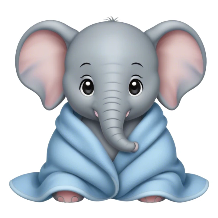 Cute, Disney-style baby elephant cozy in blanket sticker