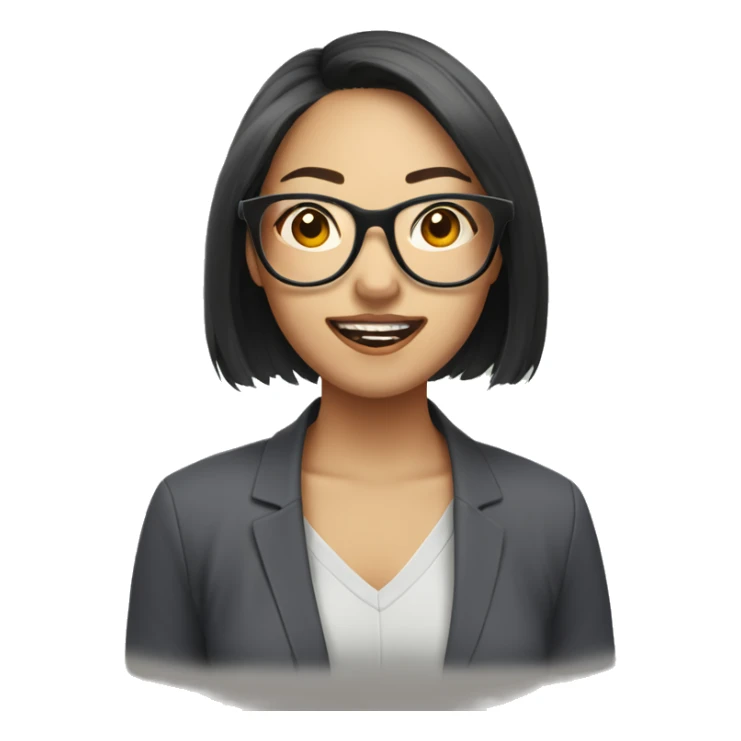 asian woman with glasses blush tongue out sticker