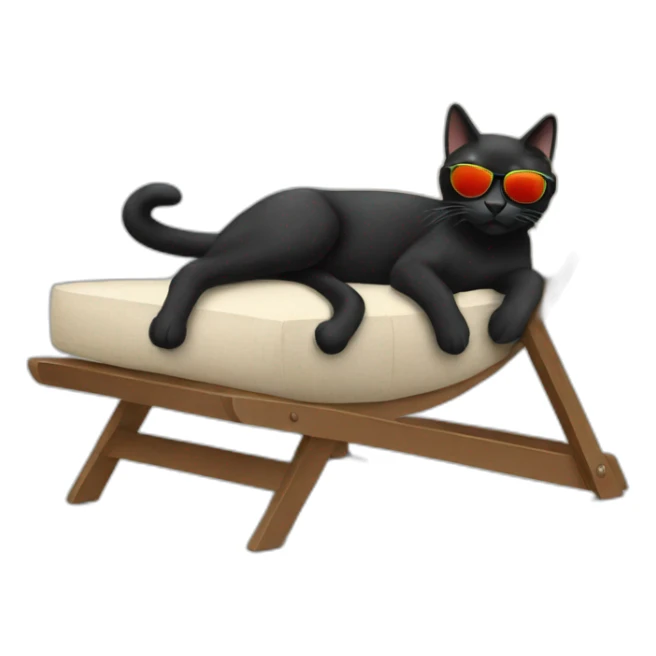 Black cat with sunglasses in lounge chair  sticker