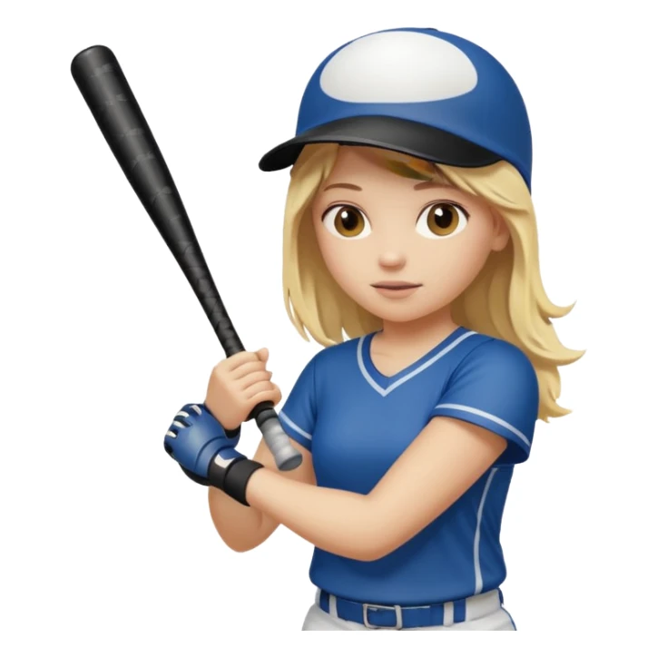 Girl playing soft ball with blonde hair sticker