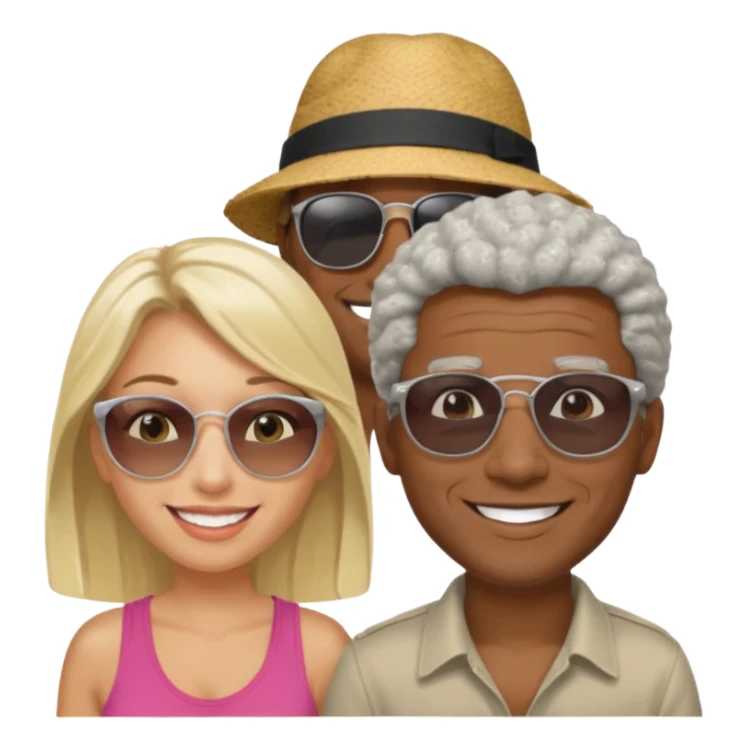 Black man salt n pepper hair with younger blonde  both smiling on beach  make the guys hair shorter n darker sticker