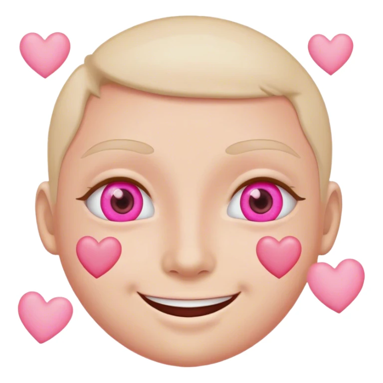 loving smily with pink eye hearts sticker