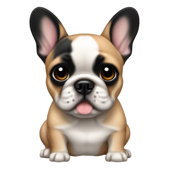 Fawn French bulldog with black face sticker