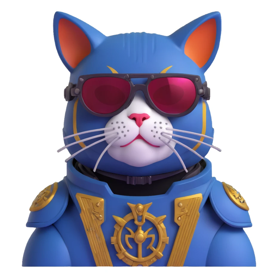 cat with sunglasses, Warhammer 40,000 style power armor sticker