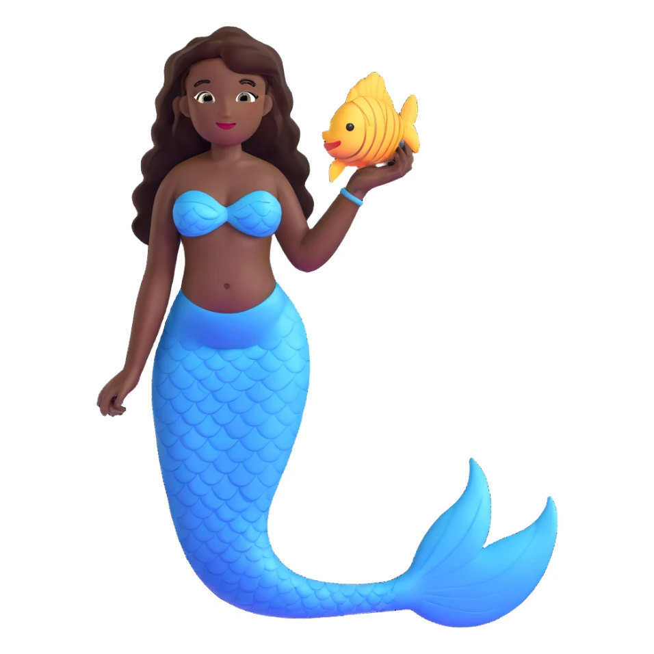 full body black mermaid with dark skin and fish tail sticker