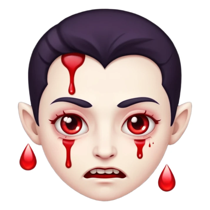 ampire face, blood drops, cute scary emoji, no background sticker