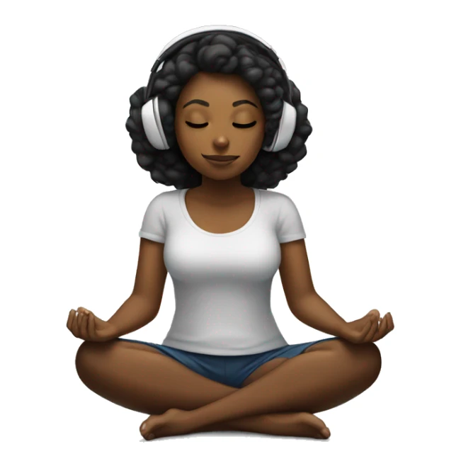 Black girl meditating emoji with headphones on  sticker