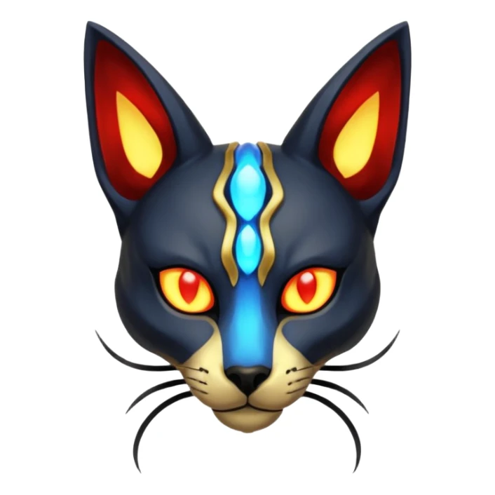 Skeletal skull-faced slim elegant thin beautiful Bastet-Umbreon-Solgaleo-Salandit-fusion sticker