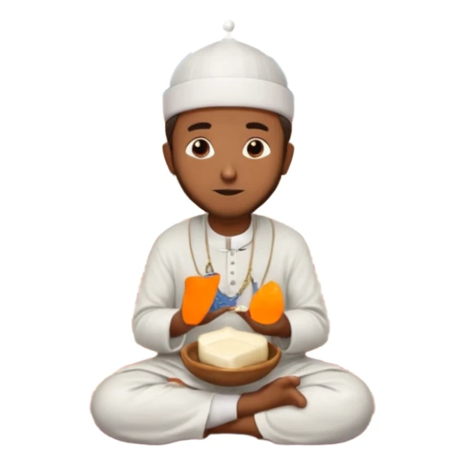 some guy eating 1kg of mozzarella, make it nepalese, more brown, slightly less brown, in a mosque, praying on a carpet sticker