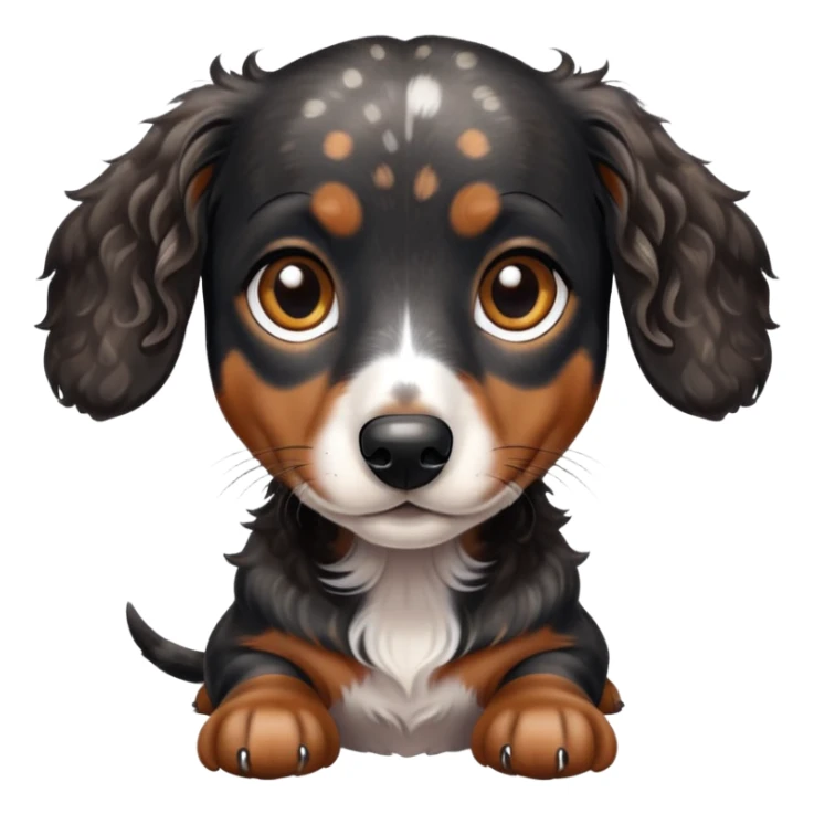 Black Merle curly hair mini dachshund  sticker