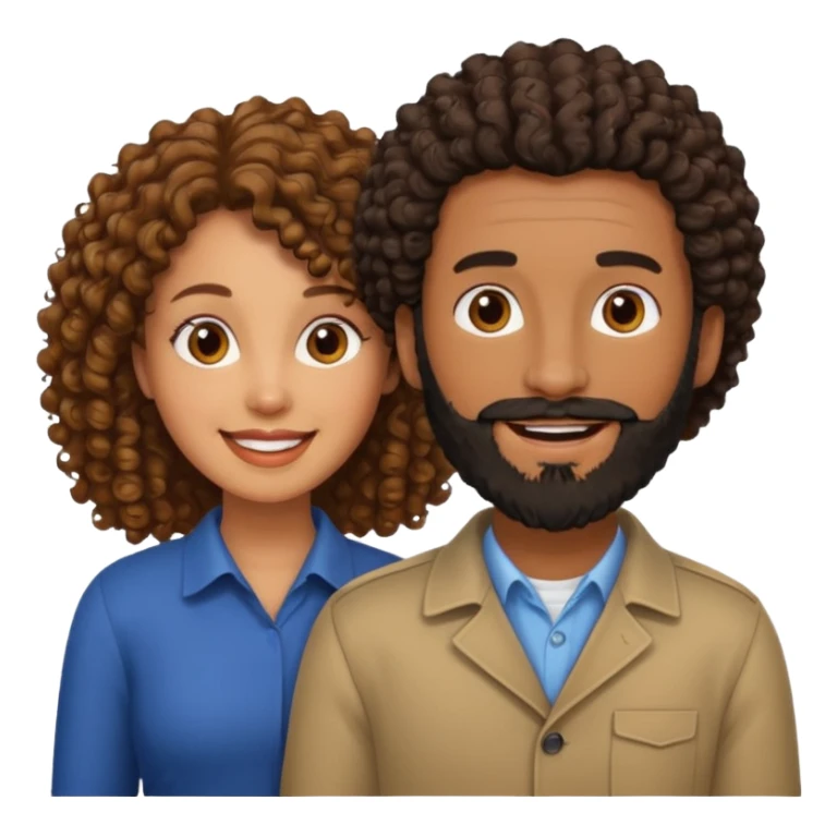 Beso mujer morena rizada y hombre blanco con barba negra sticker