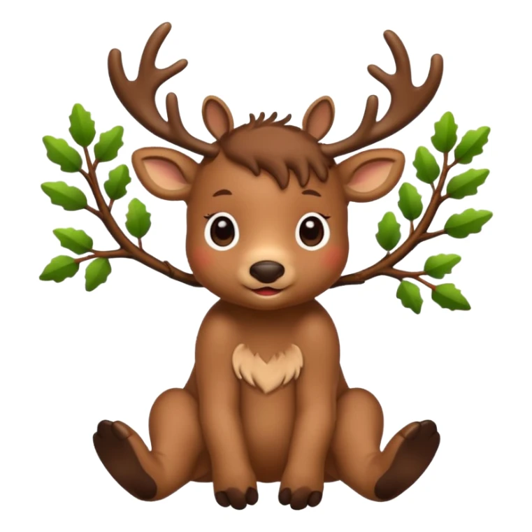 reindeer baby  cute, full body , branches stuck in head sticker