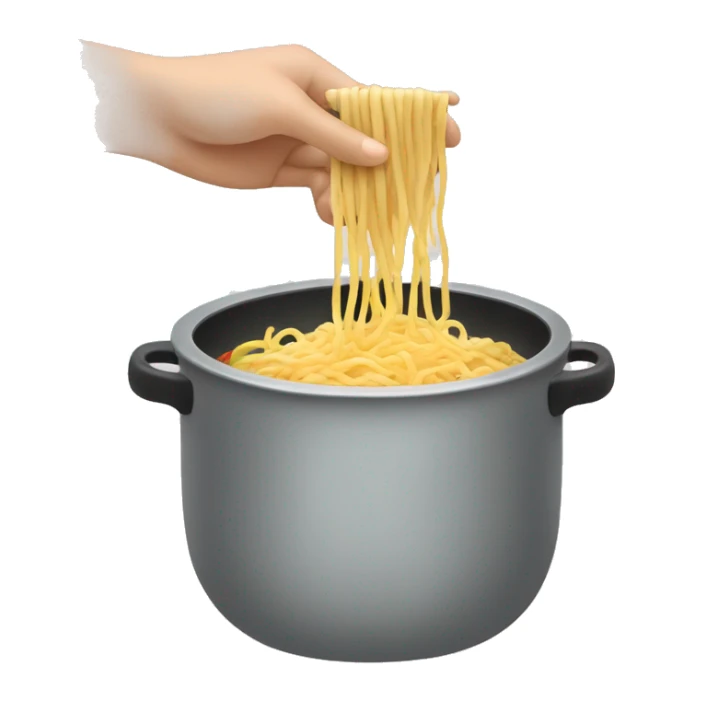 hand in a pot of noodles sticker