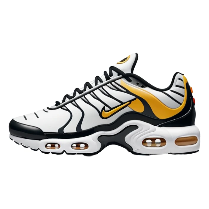 I want you to draw a white Air Max Plus with the Nike logo facing right sticker