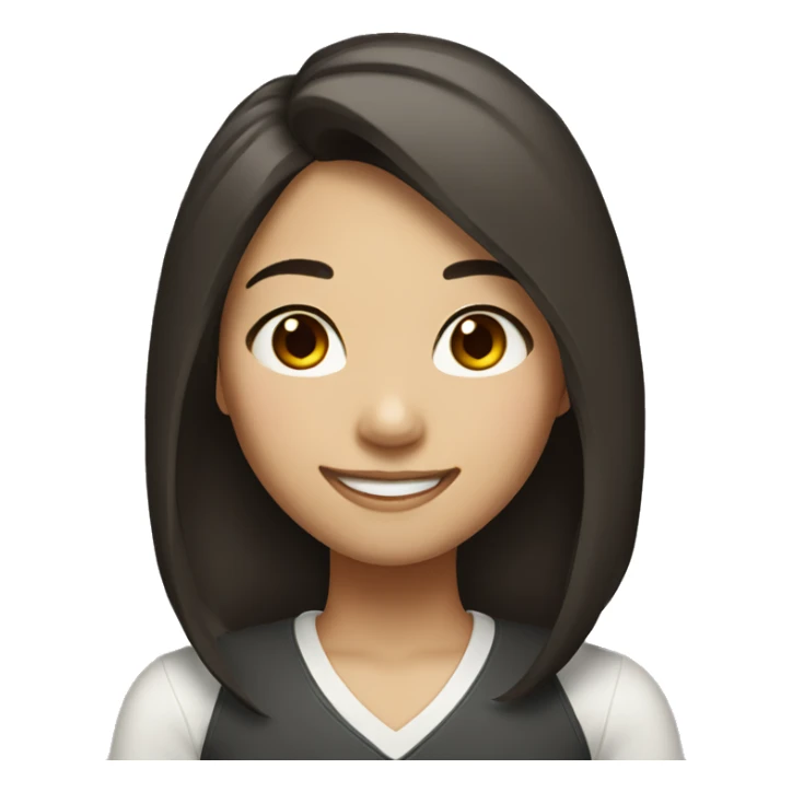 Asian girl with shoulder length dark brown hair smiling sticker