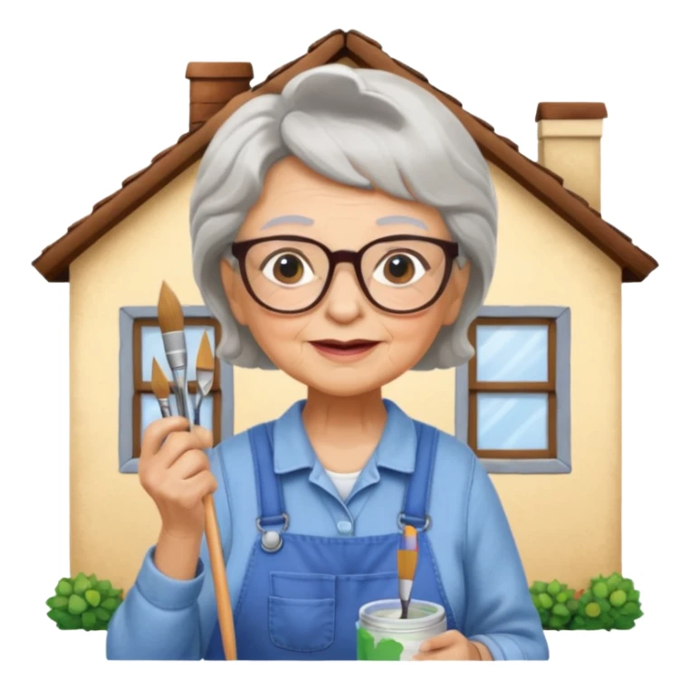 Grandma is painting an house sticker