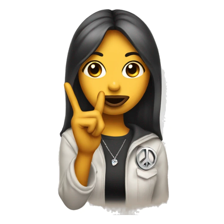 emoji pouts her lips and holds up peace sign woth finger  sticker