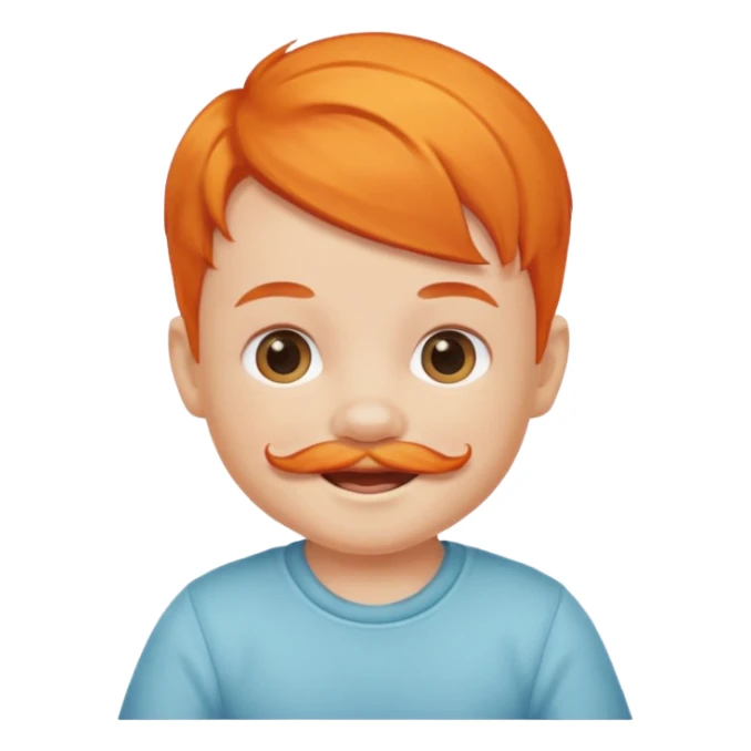 orange hair baby mustashed baby sticker