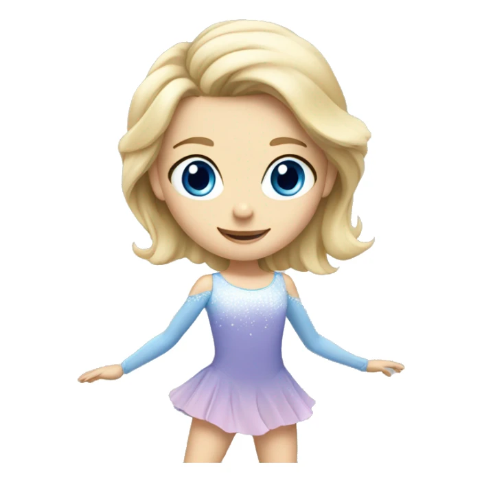 Blonde girl with blue eyes figure skating in dress sticker