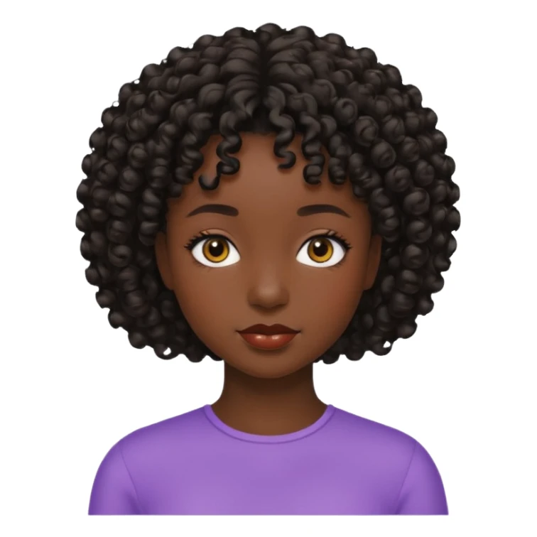 25 yaş genç kız siyah küt kıvırcık saçlı sticker