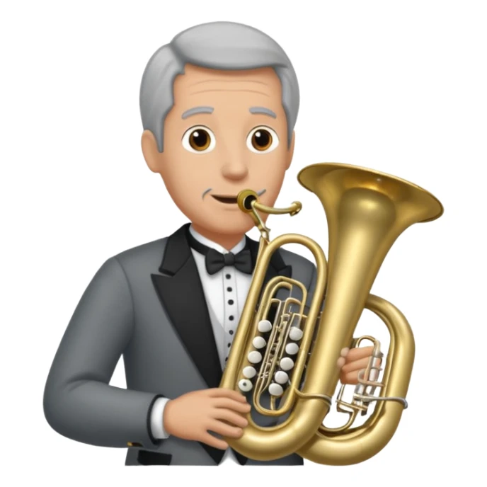 große Tuba, von gltzköpfigen Mann mit grauem Bart gespielt sticker