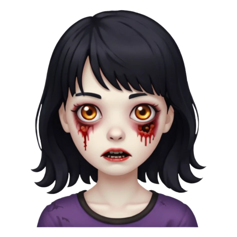 Zombie girl with medium wavy hair and bangs. sticker