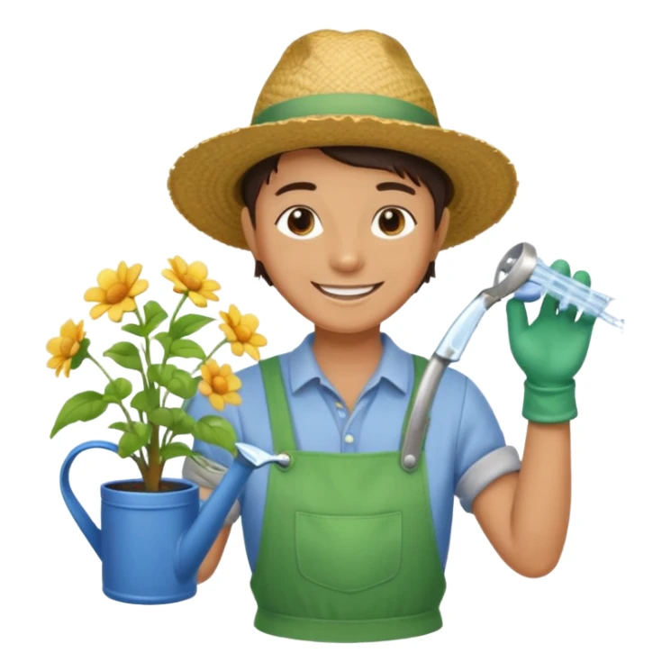 gardener holding watering pot sticker