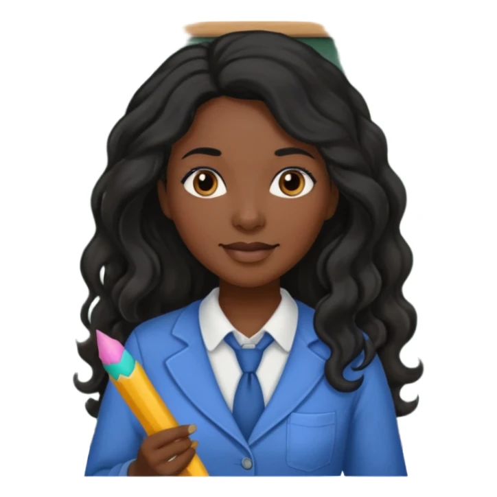 Black women teacher with black long  wavy hair chalkboard background sticker