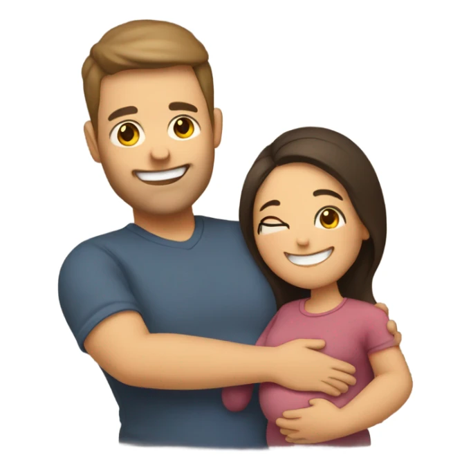 Husband holding pregnant wife’s belly sticker