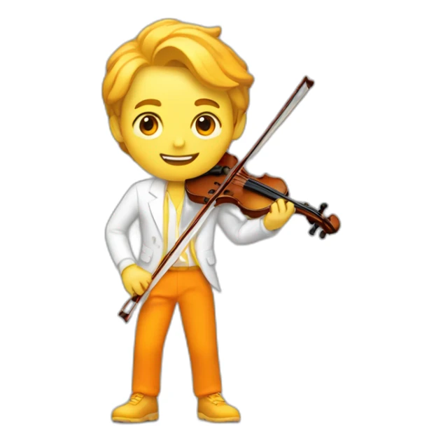 yellow-boy-with-white-jacket-and-orange-trousers-holding-in-his-hands-violin-and-paintbrush sticker