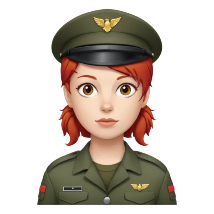 Female Soldier red hair without cap sticker