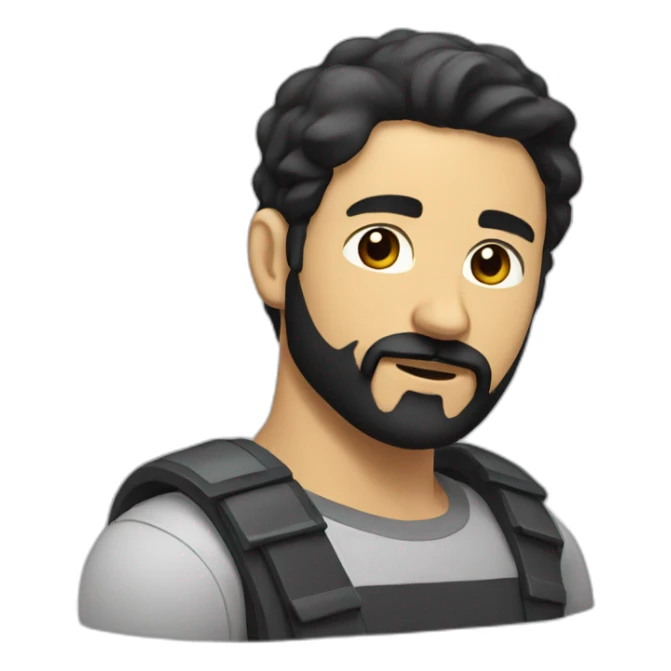 man with a black beard and mustache and short hair sticker
