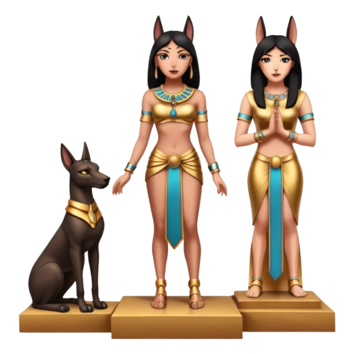  Black lapis rose gold woman anubis floor statue posed  sticker