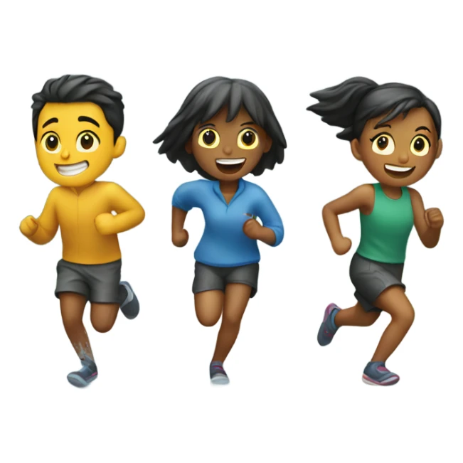 4 friends running and playing in the rain sticker