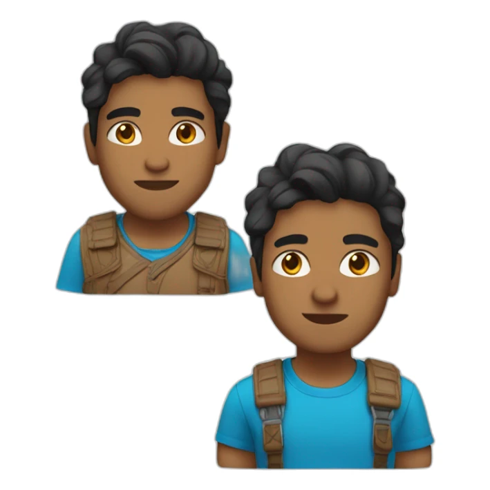 indian with light brown skin blue shirt and black slightly wavy hair sticker