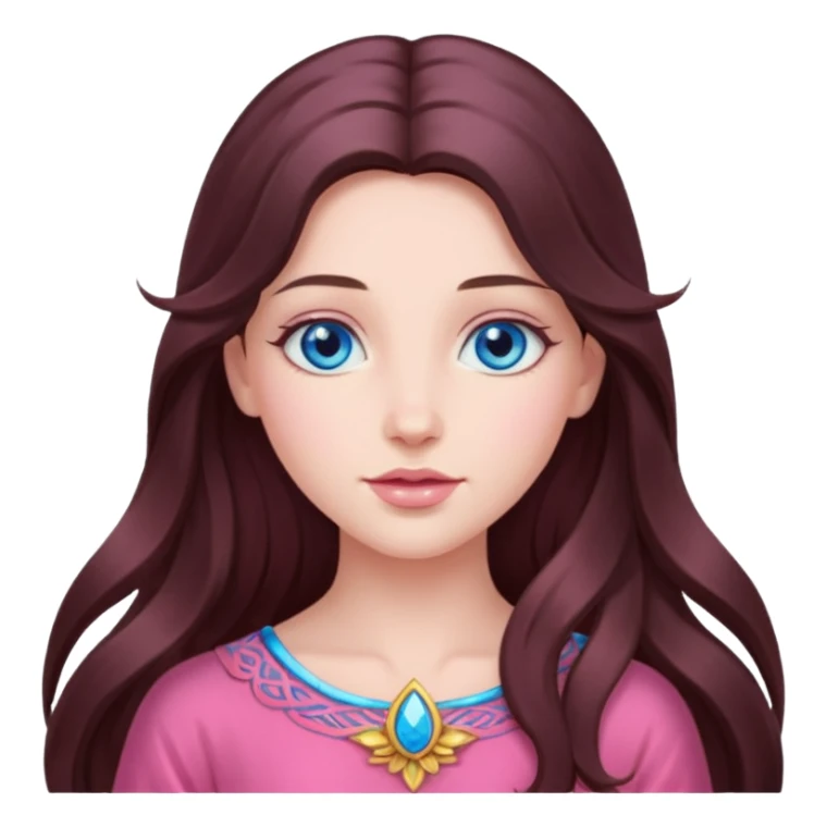 Spring pink goddess long brunette hair blue eyes sticker