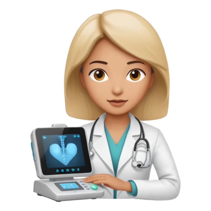 female doctor working an ultrasound machine sticker