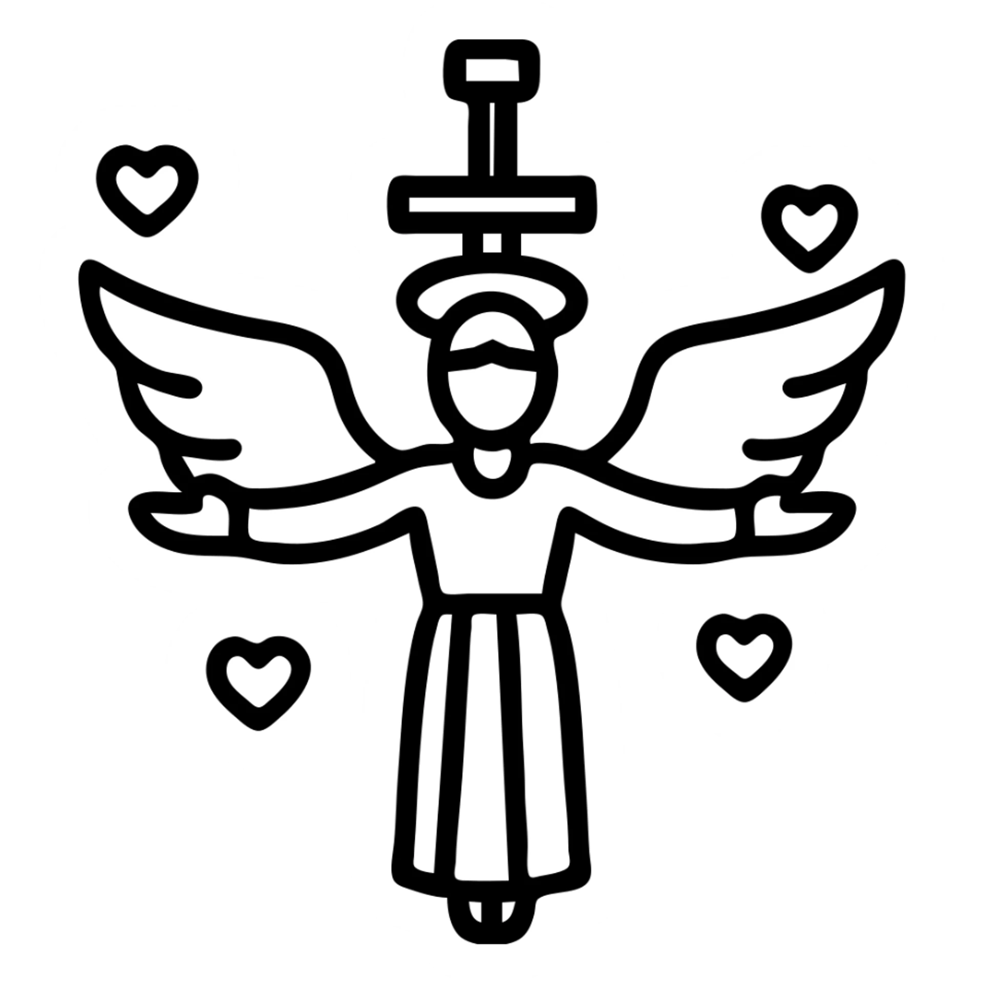 Add three mini hearts floating like bubbles in the air around the figure, using color code #fcb6d8. Keep the rest of the design black and white, with a transparent background. sticker