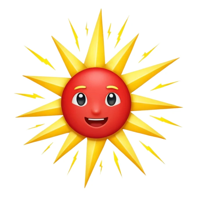 Rayos, electricidad, centellas con expresiones de alegría color rojo sticker