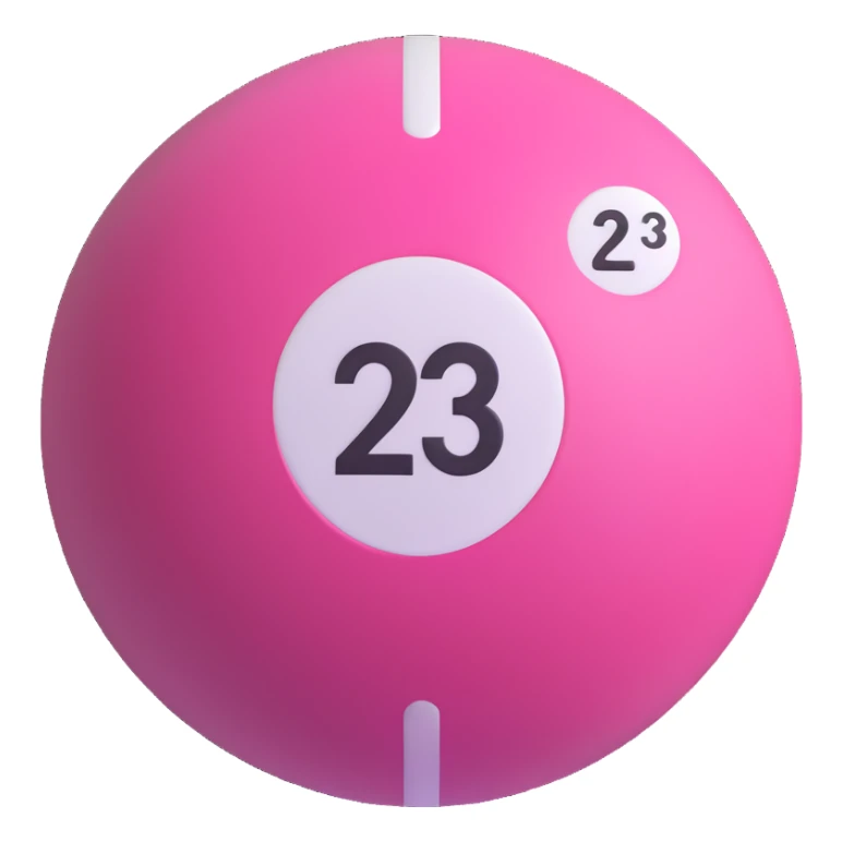 pink billiard ball with the number 23 inside a white circle sticker